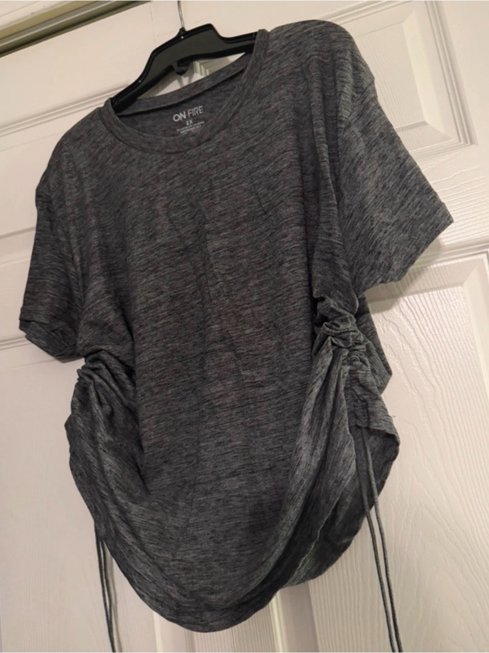 On Fire Heather Gray Short Sleeve Side-Tie Top